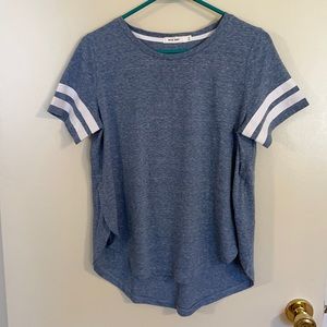 MOD REF Blue high-low tee with sleeve detailing